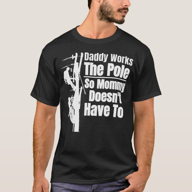 Camiseta Pai Engraçado Equipamento de Lineman Elétrico Mari (Frente)