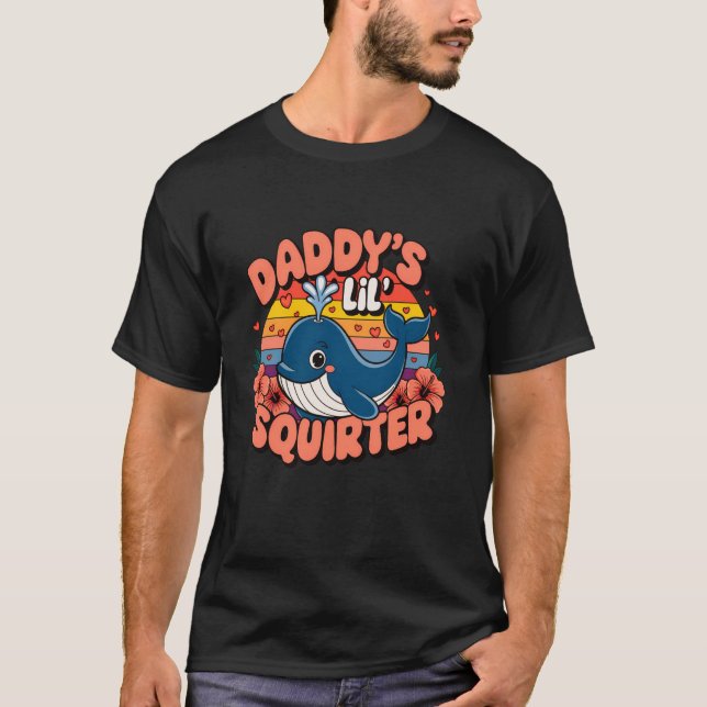 Camiseta Pai Engraçado Inadequado Lil Squirter Blue Whal (Frente)