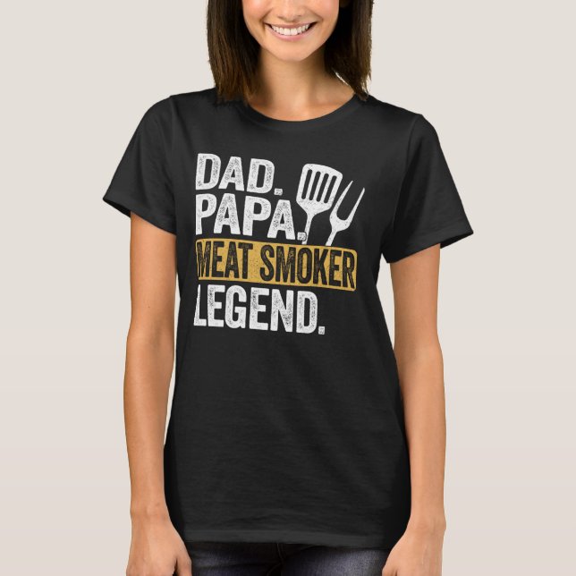 Camiseta Pai Engraçado Papá Carne Legenda Fumante Legal Ret (Frente)