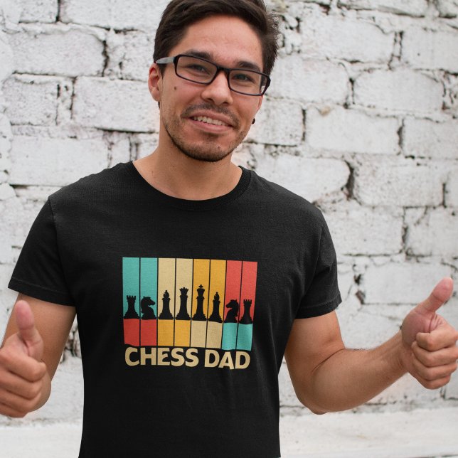 Camiseta Pai Engraçado Xadrez Papa Vintage Sunset (Chess Dad Funny Chess Papa Vintage Sunset T-Shirt)