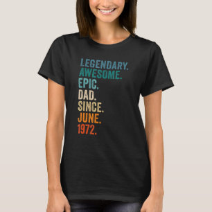 Camiseta Pai Epic Vintage Desde Junho De 1972 50º Aniversár