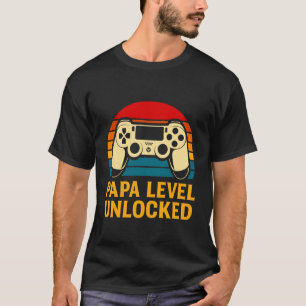 Camiseta Pai Esperançoso PAPA NÍVEL DESBLOQUEADO Pais Diver
