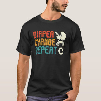 Camiseta Pai Esperante MUDANÇA DE FRALDA REPITA Engraçado L