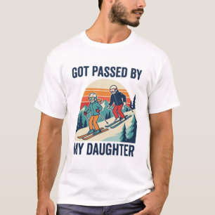 Camiseta Pai Esqui Retro Humor Foi Ultrapassado pela Filha 