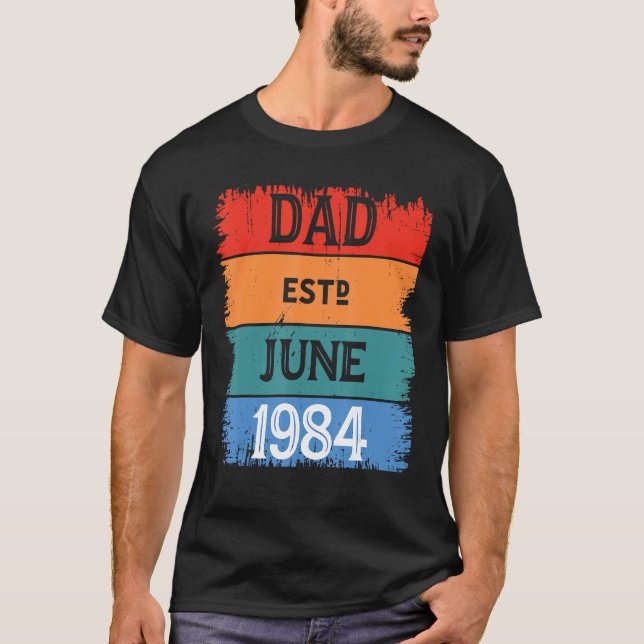 Camiseta Pai Est 1984 Orgulhoso Papa Avô Melhor Pai Le (Frente)