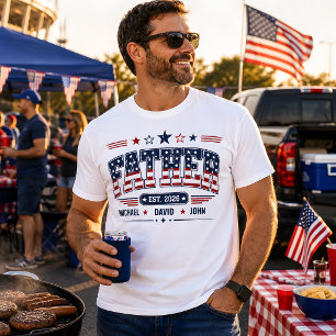 Camiseta Pai Est 2026 Bandeira Patriótica EUA Nome da Crian