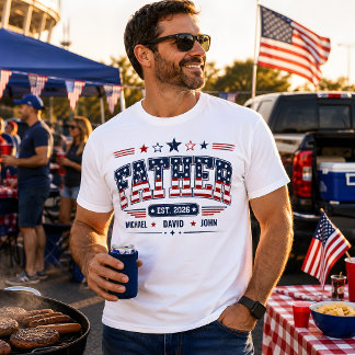 Camiseta Pai Est 2026 Bandeira Patriótica EUA Nome da Crian