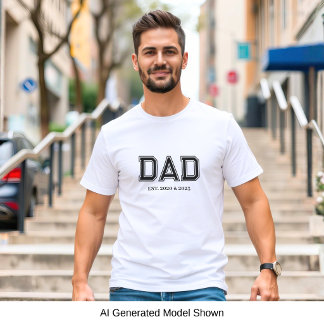 Camiseta Pai Estabeleceu Tipografia Moderna Simples Branco