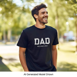 Camiseta Pai Estabeleceu Tipografia Moderna Simples Preta