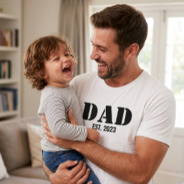Camiseta Pai Estabeleceu Tipografia Preta Simples Branco