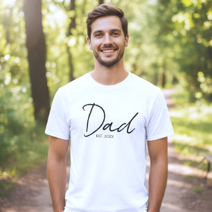 Camiseta Pai Estabelecido em Script Moderno Minimalista Pre