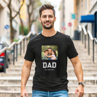Camiseta Pai Estabelecido Foto Tipografia Moderna Preta