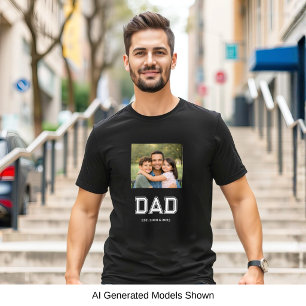 Camiseta Pai Estabelecido Foto Tipografia Moderna Preta