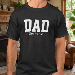 Camiseta Pai Estabelecido Negrito Texto Branco Preto