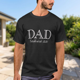 Camiseta Pai Estabelecido Negrito Texto Branco Preto
