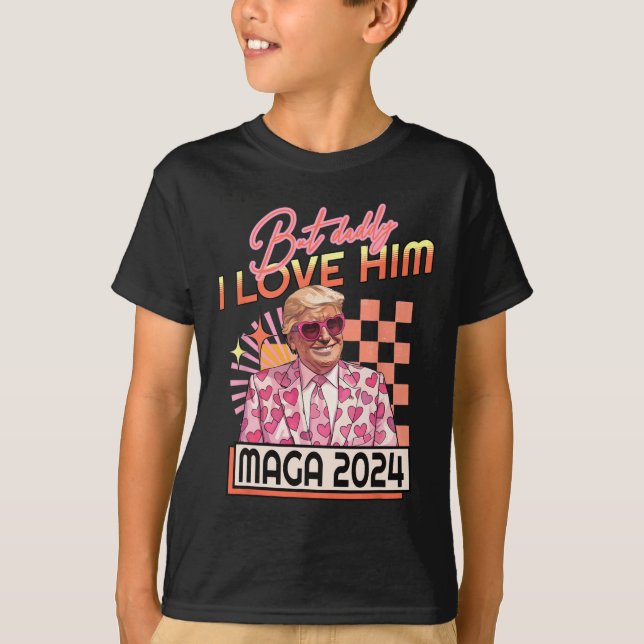 Camiseta Pai Eu Amo-Lo Maga 2024 Donald Trump Back 4th O (Frente)