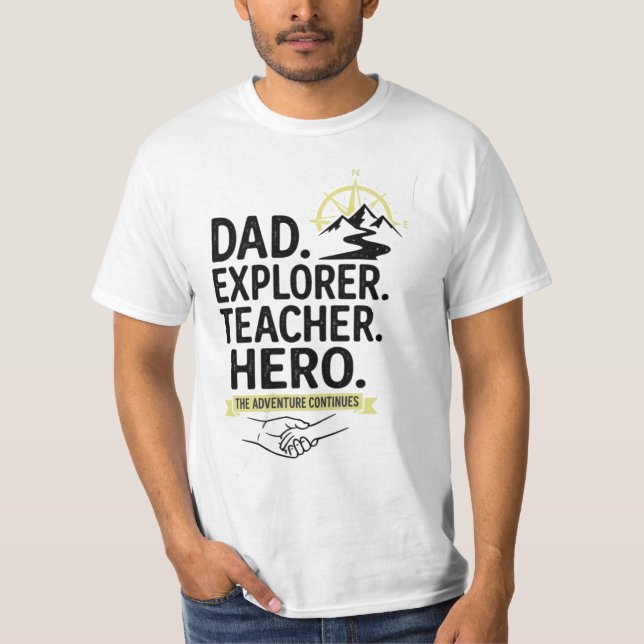 Camiseta Pai Explorador Professor Herói | Pai de A (Frente)