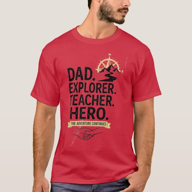 Camiseta Pai Explorador Professor Herói | Pai de A (Frente)
