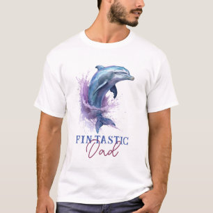 Camiseta Pai Fintastic Modern Rusn Watercolor Chá