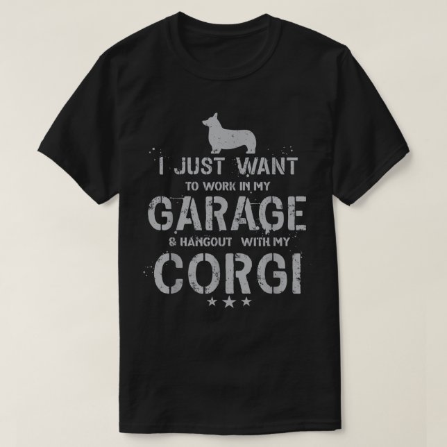 Camiseta Pai Funny Corgi Garage Men Hang (Frente do Design)