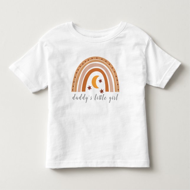 Camiseta Pai Garota Bonita Boho Arco-Íris Personalizado (Frente)