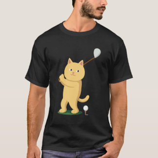 Camiseta Pai Gato de Golfe Homens Jogando Golfe Clube Bolas