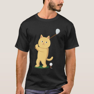 Camiseta Pai Gato de Golfe Homens Jogando Golfe Clube Bolas