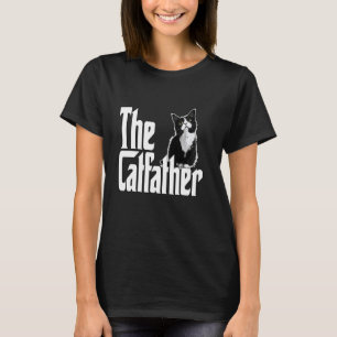 Camiseta Pai Gato Gordura De Gato Branco E Preto