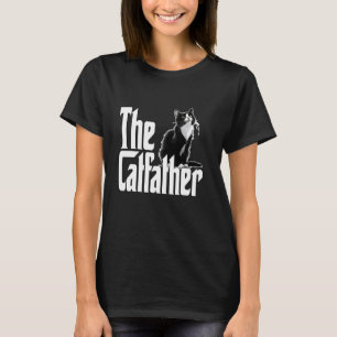 Camiseta Pai Gato Gordura De Gato Branco E Preto