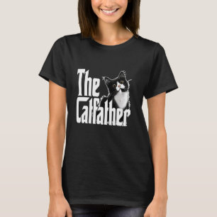 Camiseta Pai Gato Gordura De Gato Branco E Preto