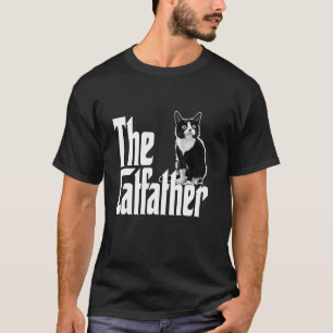 Camiseta Pai Gato O Padrinho do Gato Gato Preto e Branco Fo