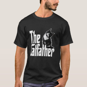 Camiseta Pai Gato O Padrinho do Gato Gato Preto e Branco Fo