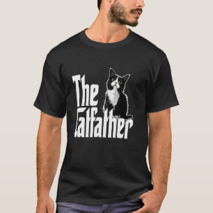 Camiseta Pai Gato O Padrinho do Gato Gato Preto e Branco Fo