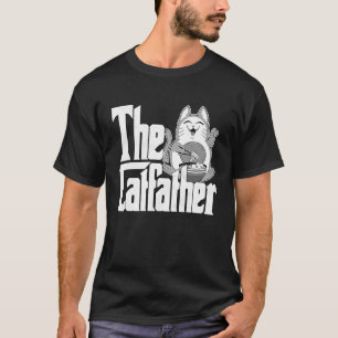 Camiseta Pai Gato O Padrinho do Gato Louca Comida Pai do Ga