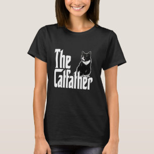 Camiseta Pai Gato O Padrinho do Gato Pai Gato Preto e Branc