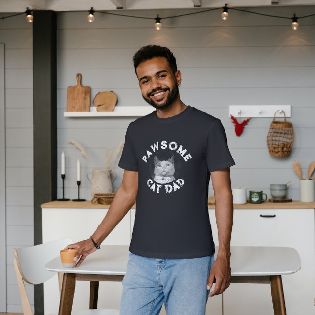 Camiseta Pai Gato Pawsome - Foto de Gato Personalizável (Criador carregado)
