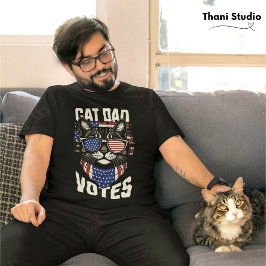 Camiseta Pai Gato Vota Eleição Cuta Bandeira Americana