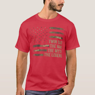 Camiseta Pai Gêmeo Camo Bandeira dos EUA Pai Gêmeo Homem Mi