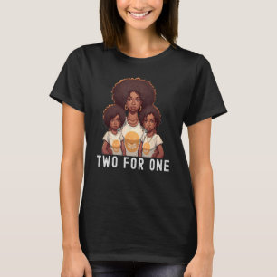 Camiseta Pai Gêmeo Negro Dia de os pais Dois para uma Cotaç