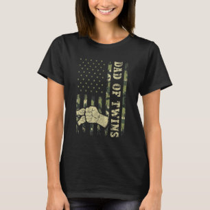 Camiseta Pai Gêmeos Pai De Gêmeos Camuflagem American Fla