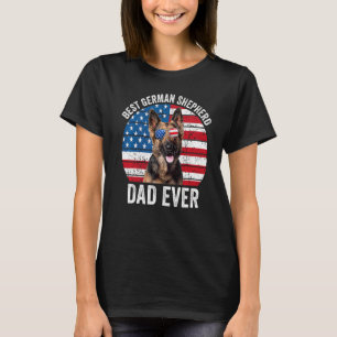 Camiseta Pai German shepherd Patriótico - Cão de Bandeira A