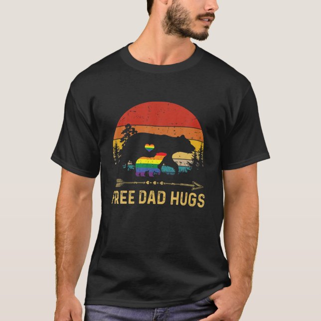 Camiseta Pai Gratuito Abraça o Pai LGBT Bear Bear Bebê Pres (Frente)