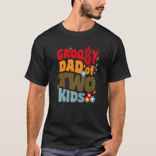 Camiseta Pai Groovy De Dois Filhos Retro Ondulado 70s Vinta