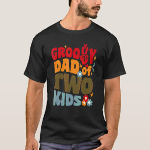 Camiseta Pai Groovy De Dois Filhos Retro Ondulado Anos 70 V