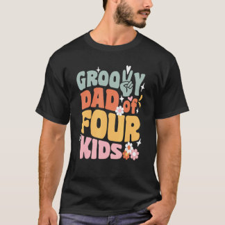 Camiseta Pai Groovy De Quatro Filhos Retro Volta às Aulas D
