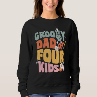 Camiseta Pai Groovy De Quatro Filhos Retro Volta às Aulas D