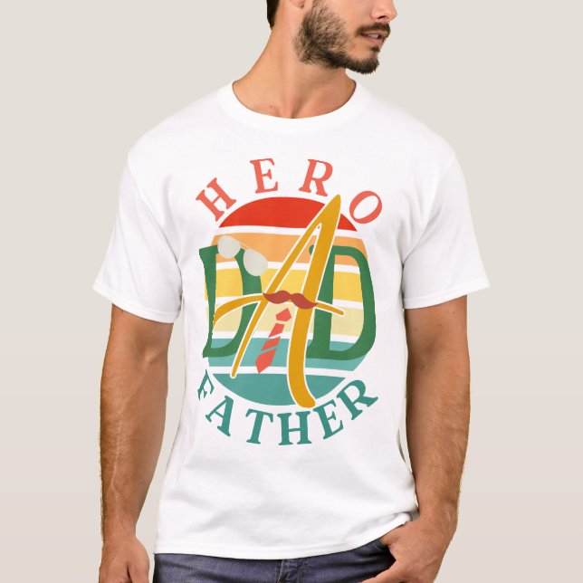 Camiseta Pai Hero Fath Sunset Tie, Mustache e óculos de sol (Frente)