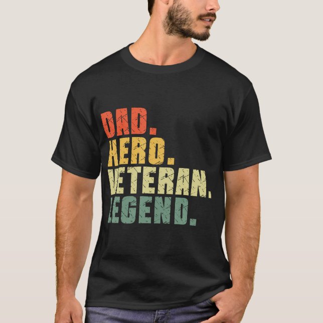 Camiseta Pai Hero Veterano Legenda Retroveteranos Dia Pai (Frente)
