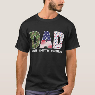 Camiseta Pai Homem Mito Lenda Patriótico Camuflado Dia dos