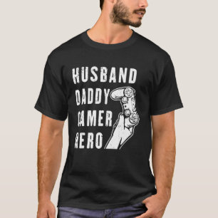 Camiseta Pai Husband Gamer Hero Vintage Controller Fathe